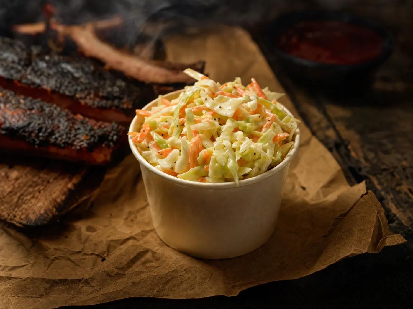 Cup of creamy coleslaw