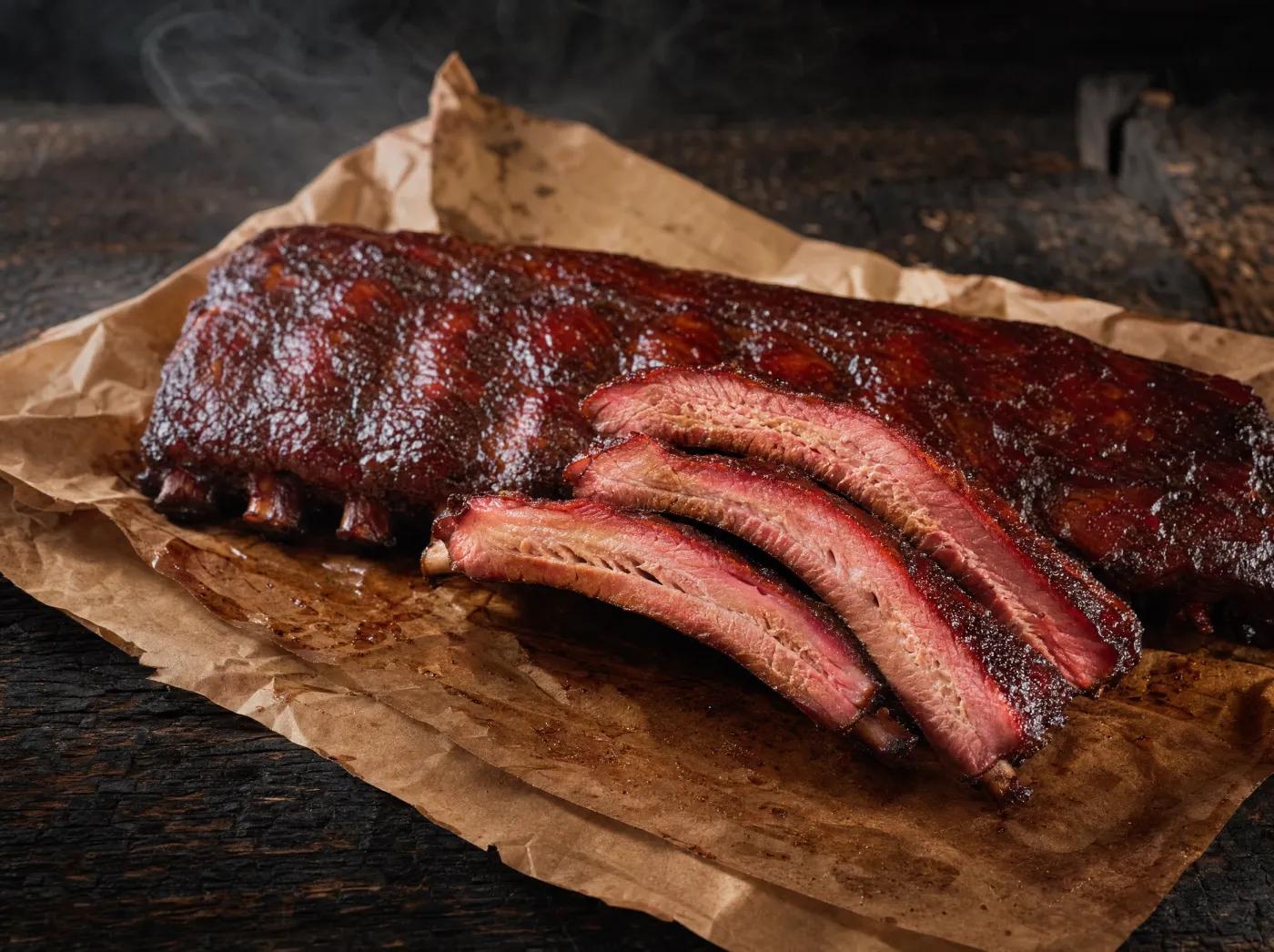 St. Louis pork ribs with mahogany glaze at One's BBQ